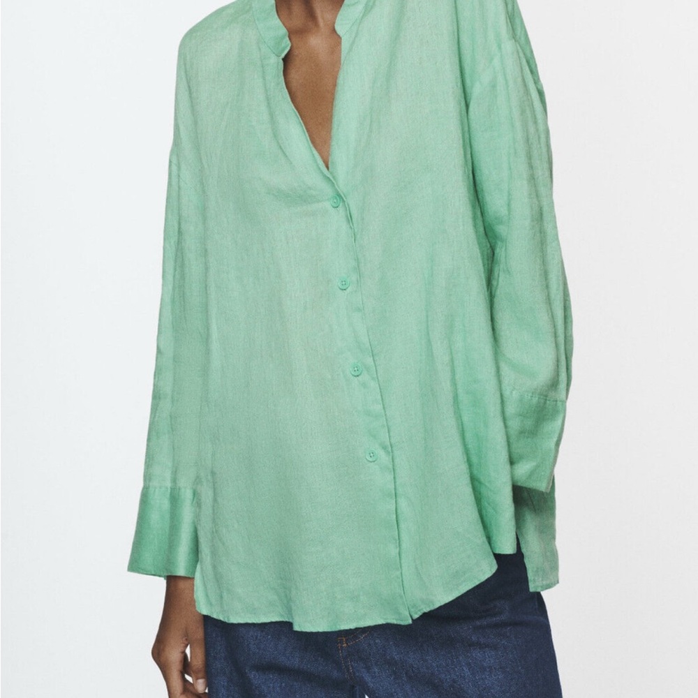Zara Mint Green Button Down Shirt